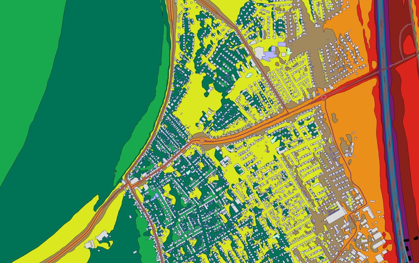 Das Bild zeigt die Lärmkartierung in Bezug auf den Straßenverkehrslärm