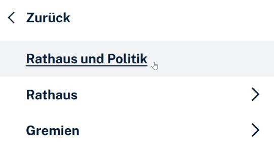 seitliche Navigationsleiste mit den jeweiligen Unterseiten